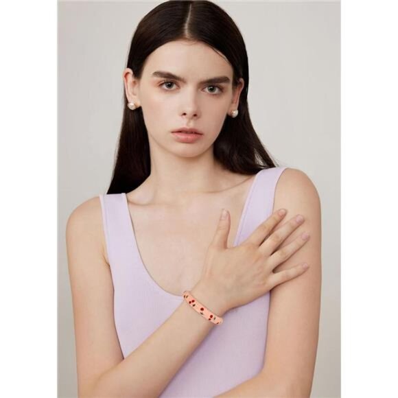 Colorful Enamel Bangle for Women Cute Cherry Bangle Bracelet Spring Hinged Open - Picture 2 of 8